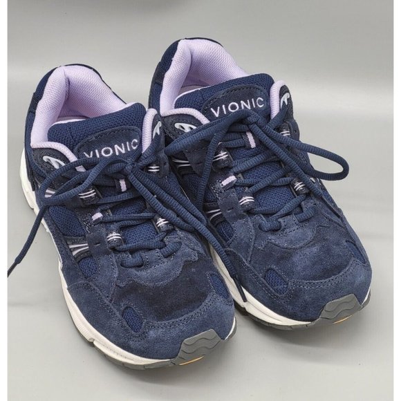 Vionic Shoes - Womens Vionic Blue Suede 23walk Sneakers Size 7.5